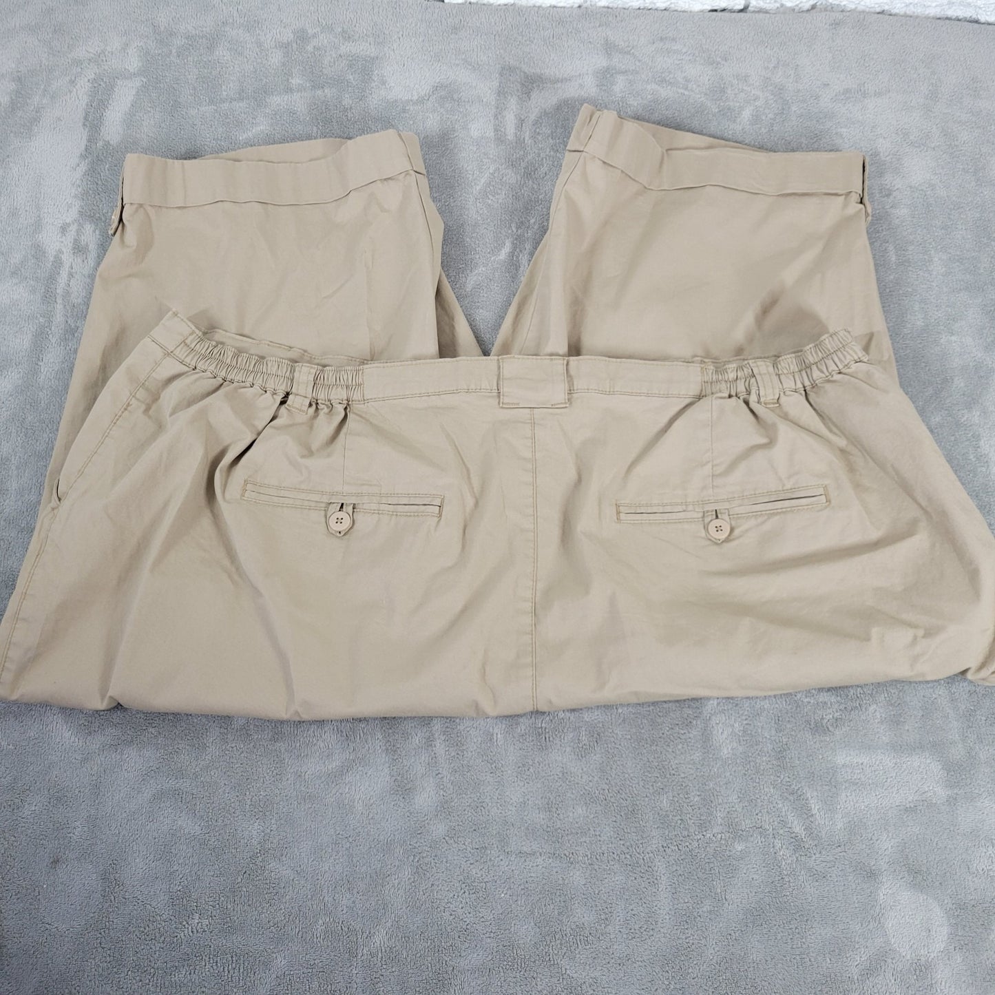 Liz Me Womens Pants 26W Plus Capri Skimmer Beige Zip Fly Cuffed Comfy Casual