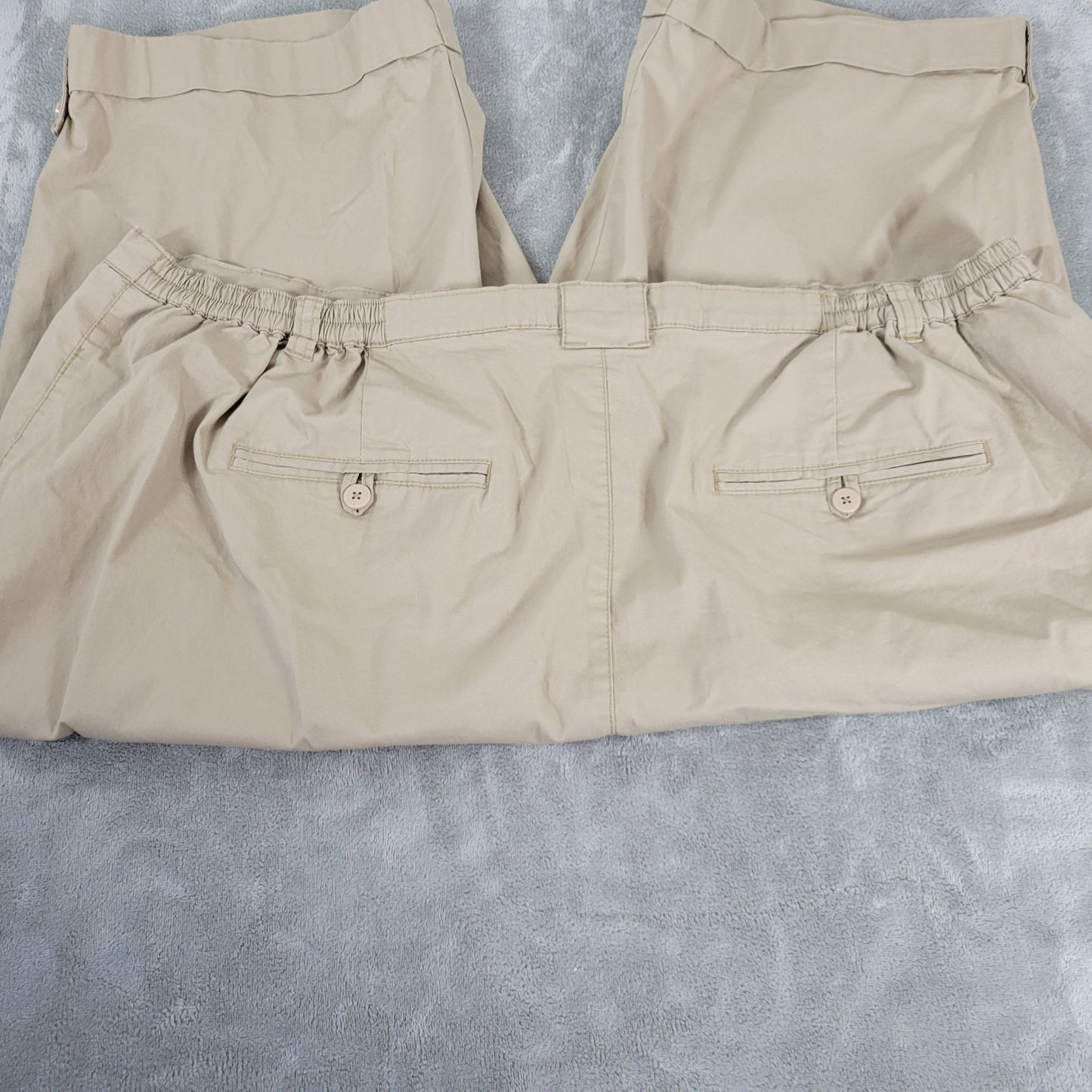 Liz Me Womens Pants 26W Plus Capri Skimmer Beige Zip Fly Cuffed Comfy Casual