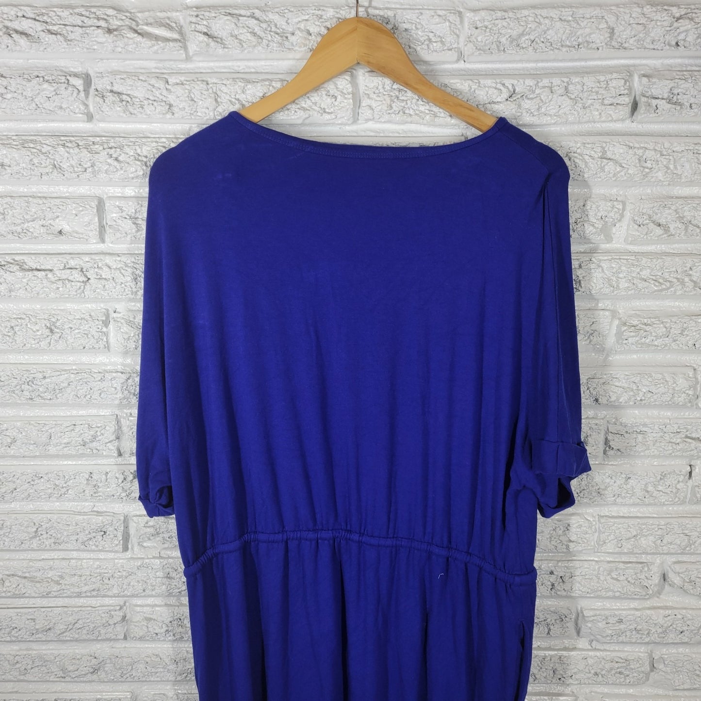 Chicos Womens Dress 3 Standard XL Short Sleeve Blue Drawstring Pockets Comfy