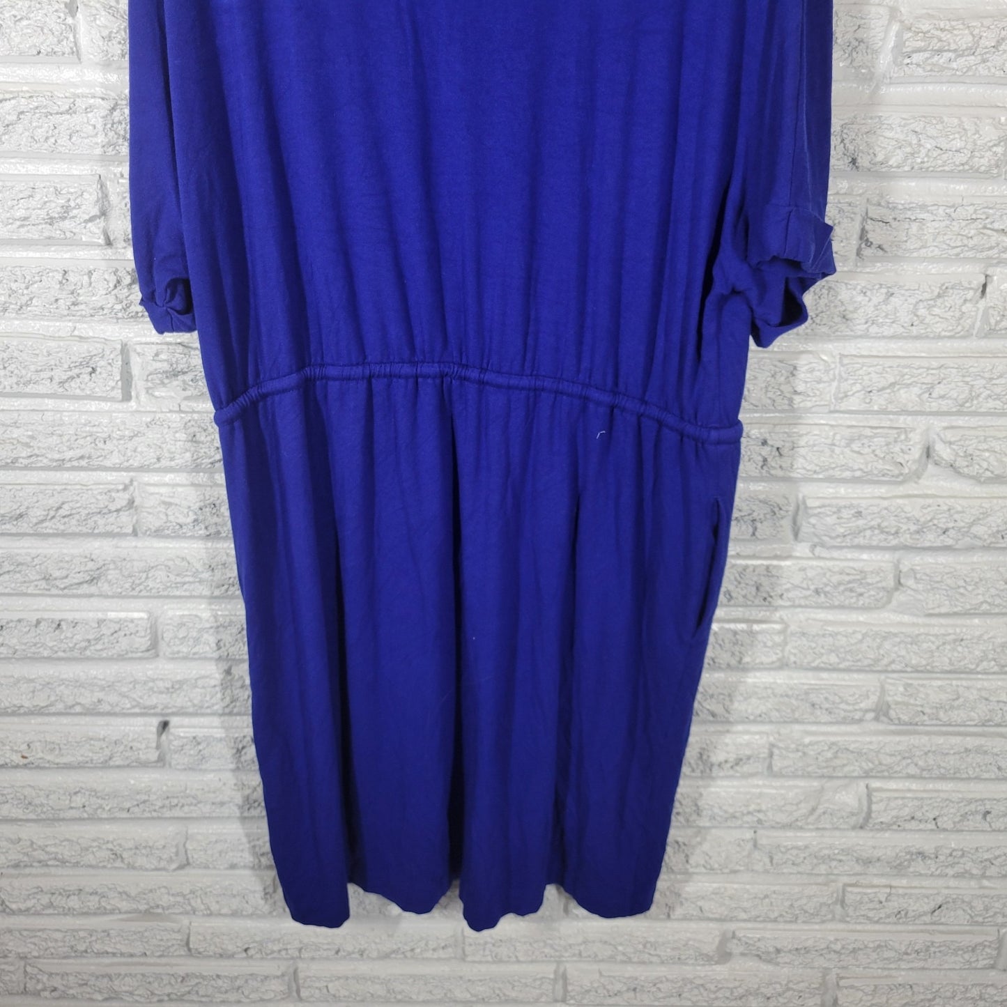 Chicos Womens Dress 3 Standard XL Short Sleeve Blue Drawstring Pockets Comfy