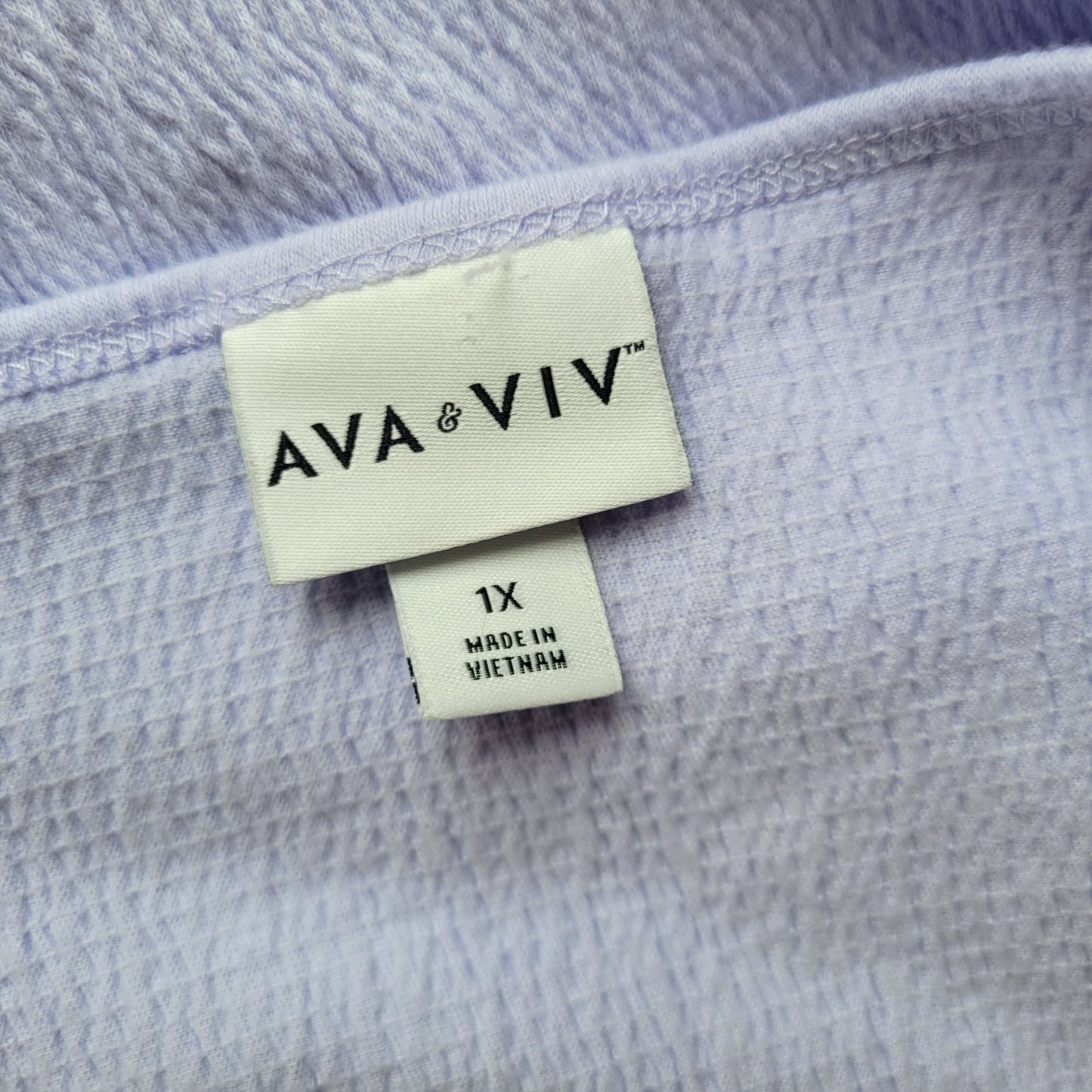 Ava Viv Womens Top 1X Plus Tee Knit Crinkle Lavender Lightweight Comfy Casual