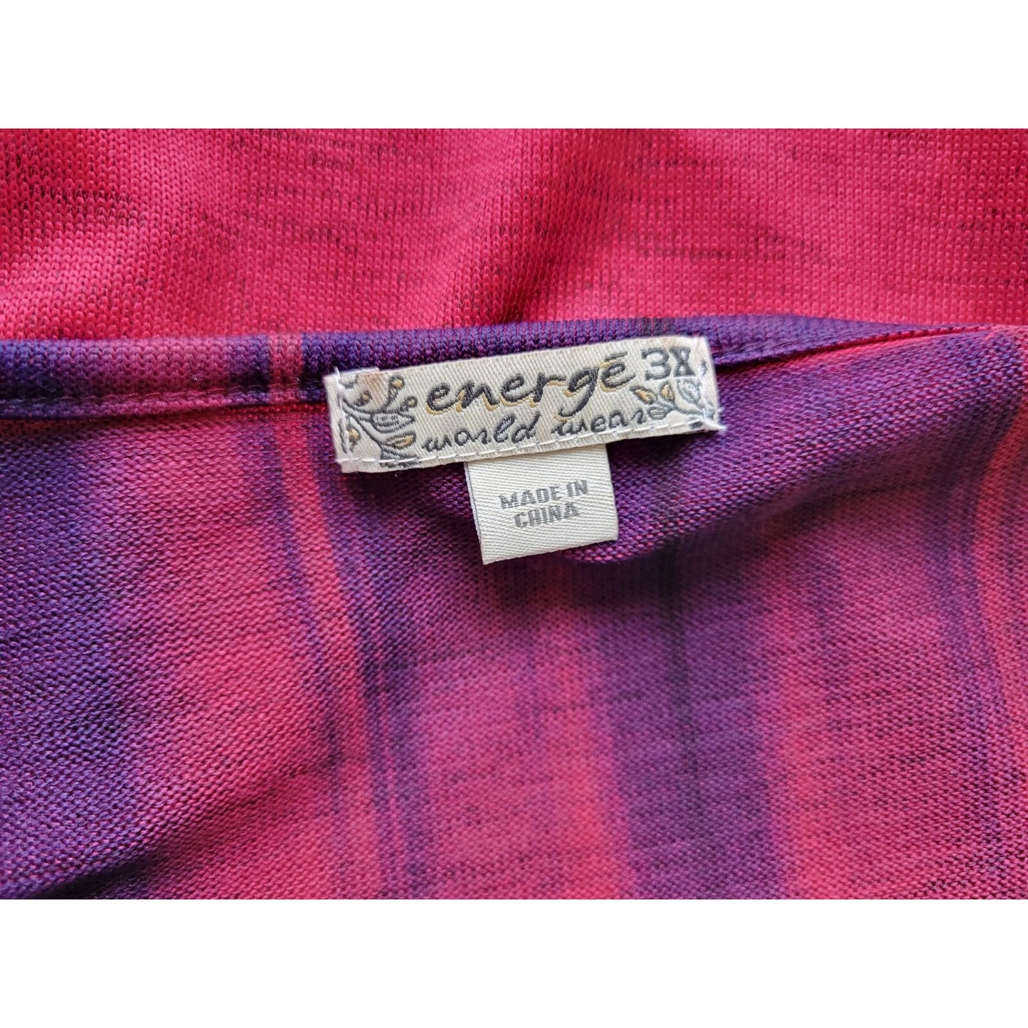 Energe Womens Top 3X Tunic Long Sleeve Red Paisley Poly Blend Tassels Keyhole