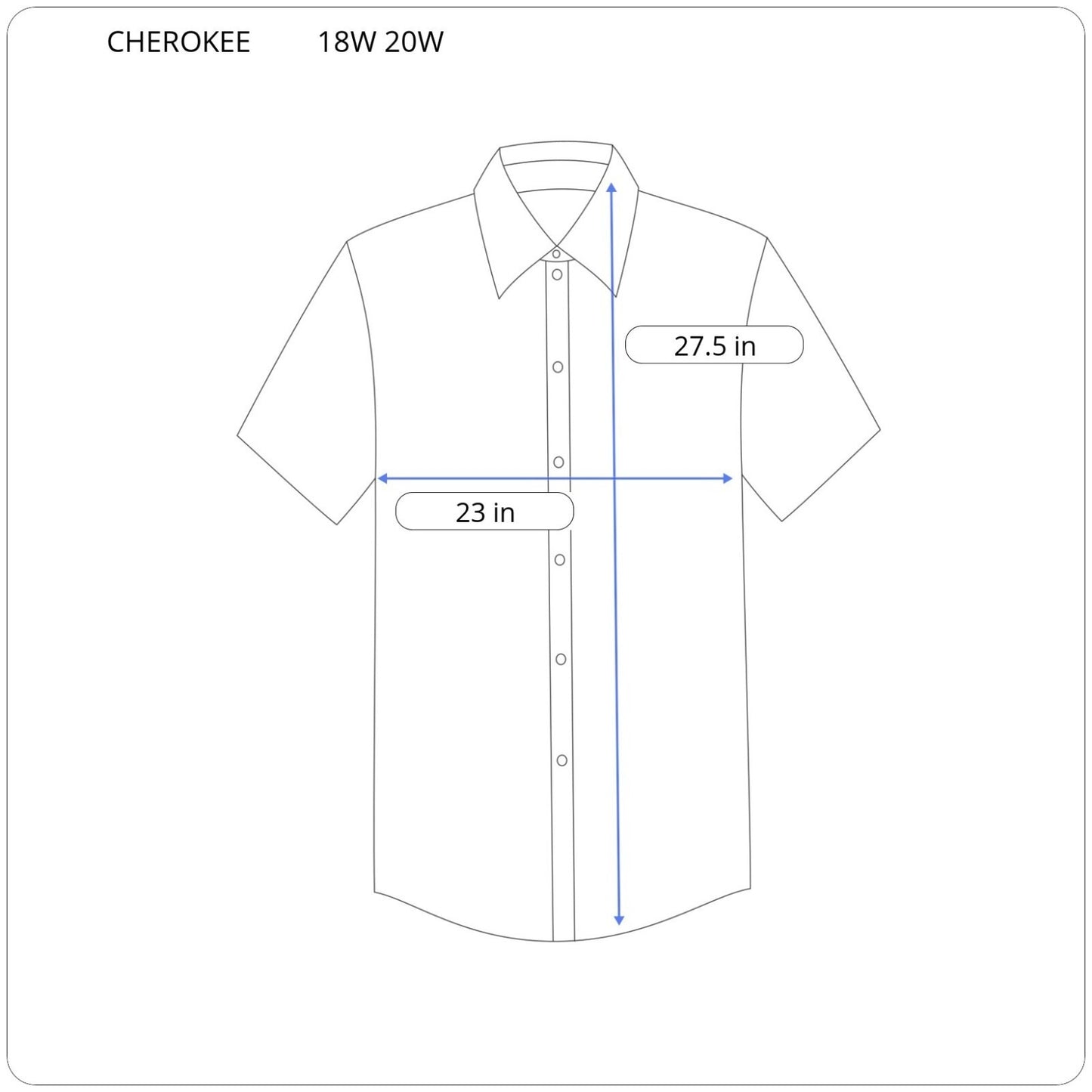 Cherokee Women Shirt 18W 20W Plus Short Sleeve Button Up Cotton Linen Blue Plaid