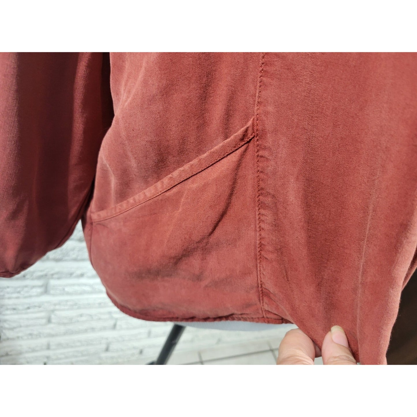 Click Color Me Cotton Womens Top XXL Plus High Low Brown Button Lightweight