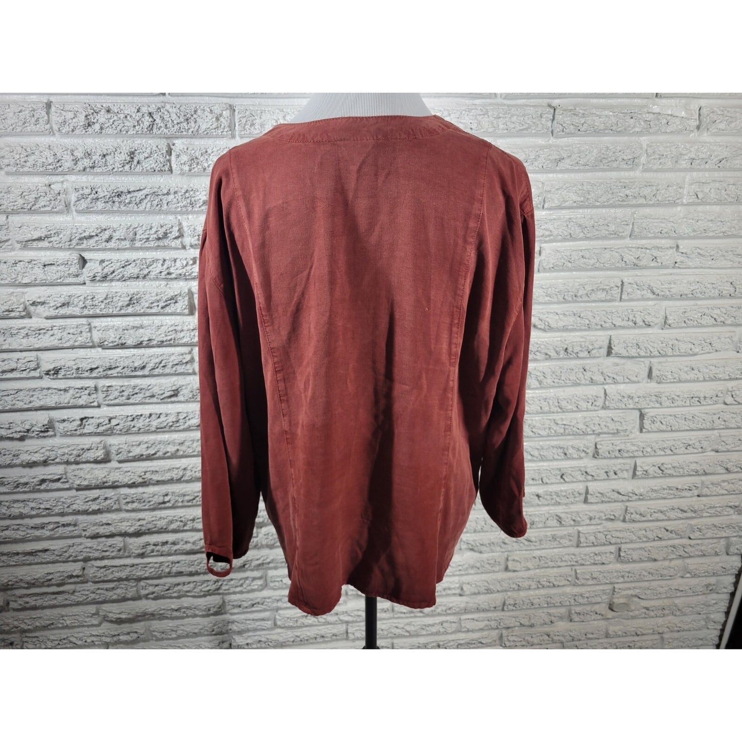 Click Color Me Cotton Womens Top XXL Plus High Low Brown Button Lightweight