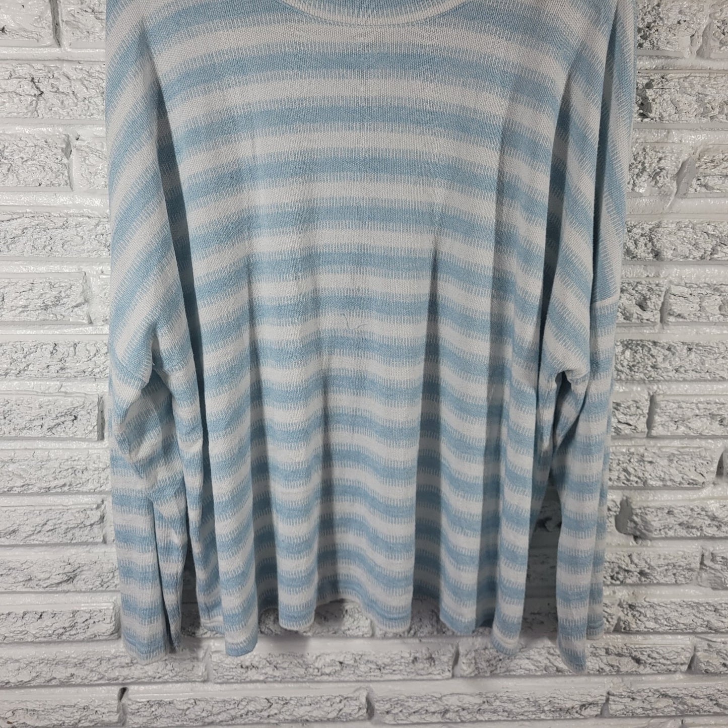 Time Tru Womens Sweater XXXL 22 Plus Long Sleeve Blue Stripe Lightweight Comfy