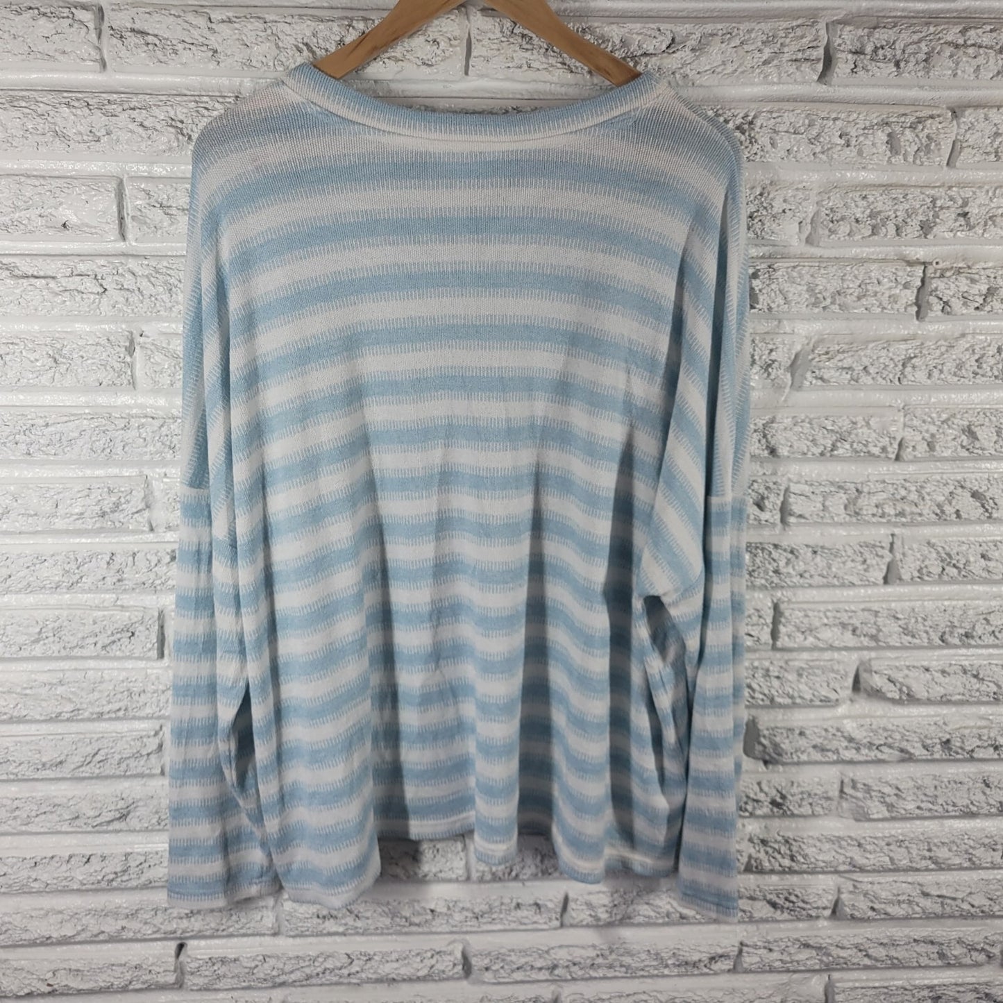 Time Tru Womens Sweater XXXL 22 Plus Long Sleeve Blue Stripe Lightweight Comfy