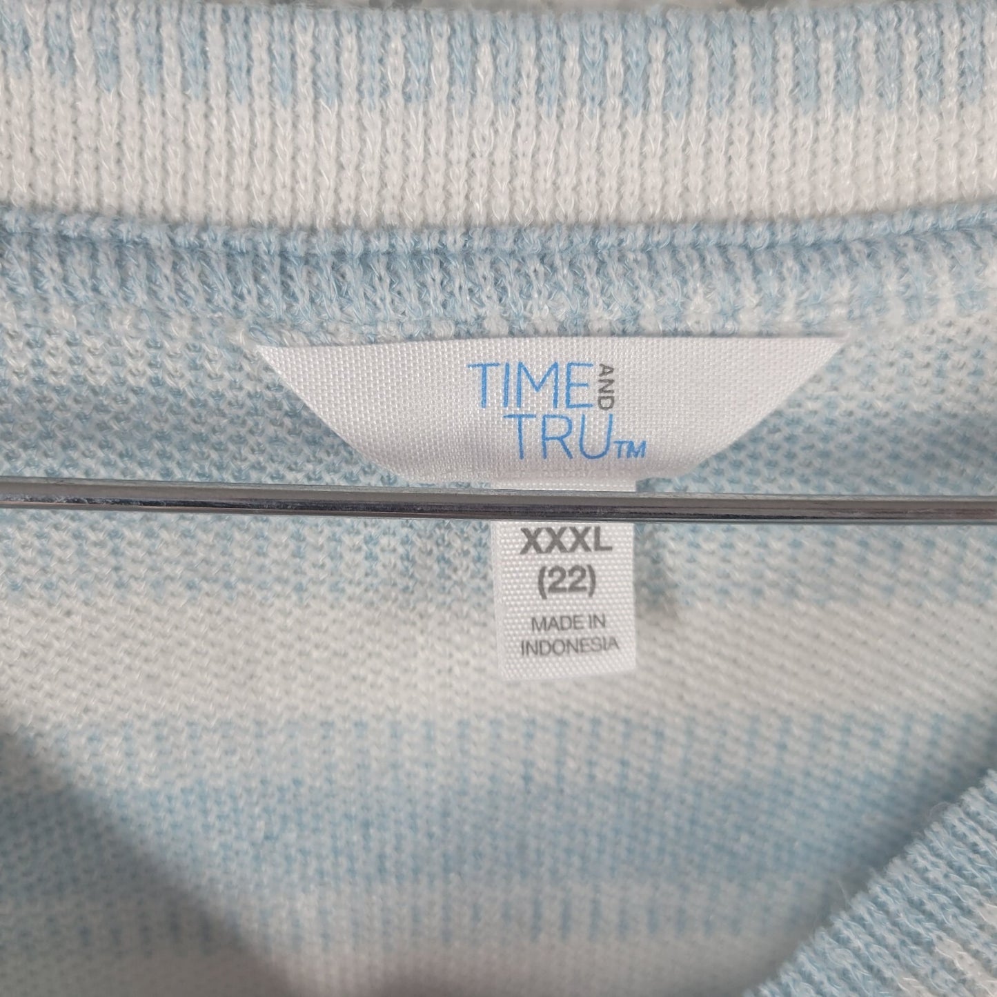 Time Tru Womens Sweater XXXL 22 Plus Long Sleeve Blue Stripe Lightweight Comfy
