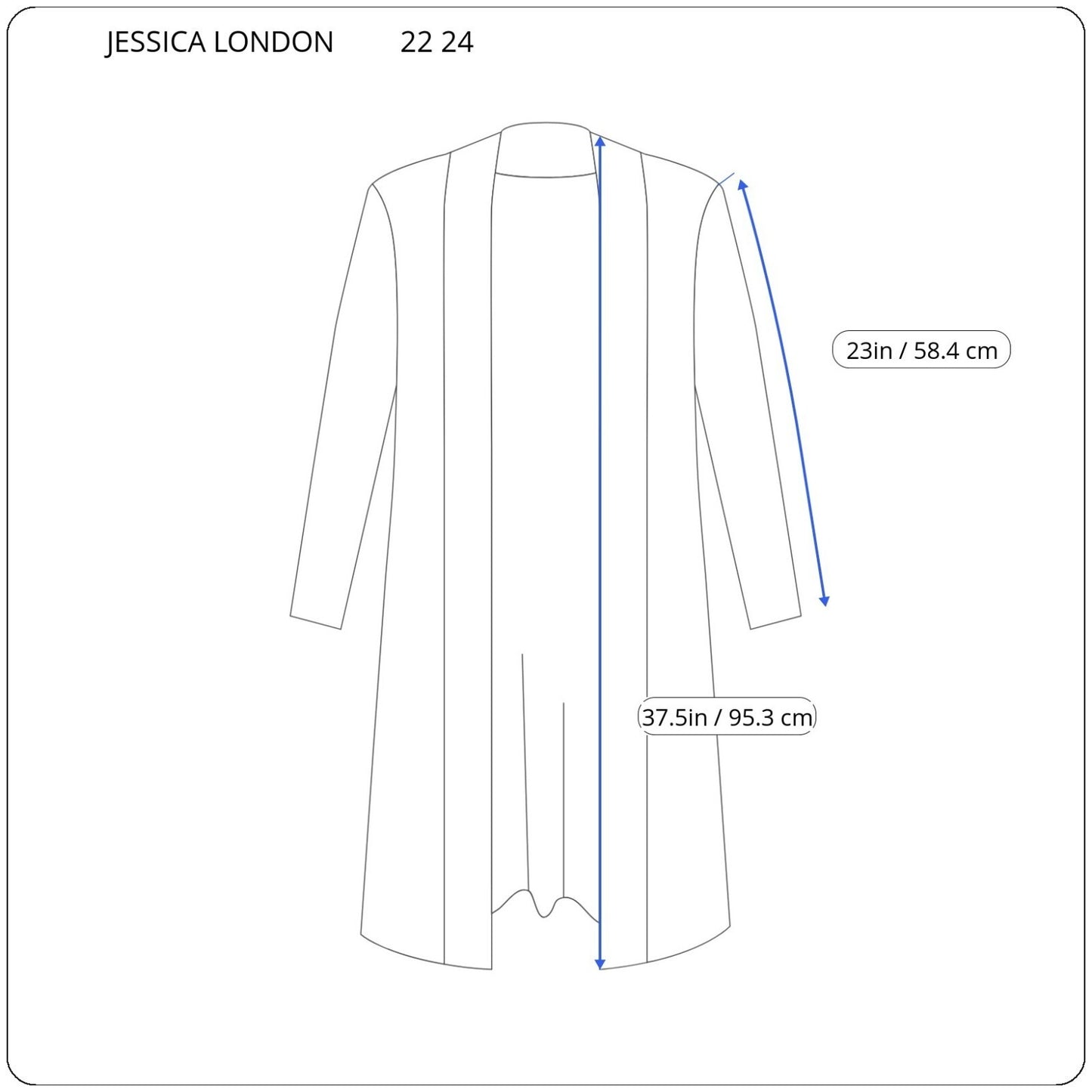 Jessica London Women Top 22 24 Plus Cardigan Open Duster Blue Lightweight Office