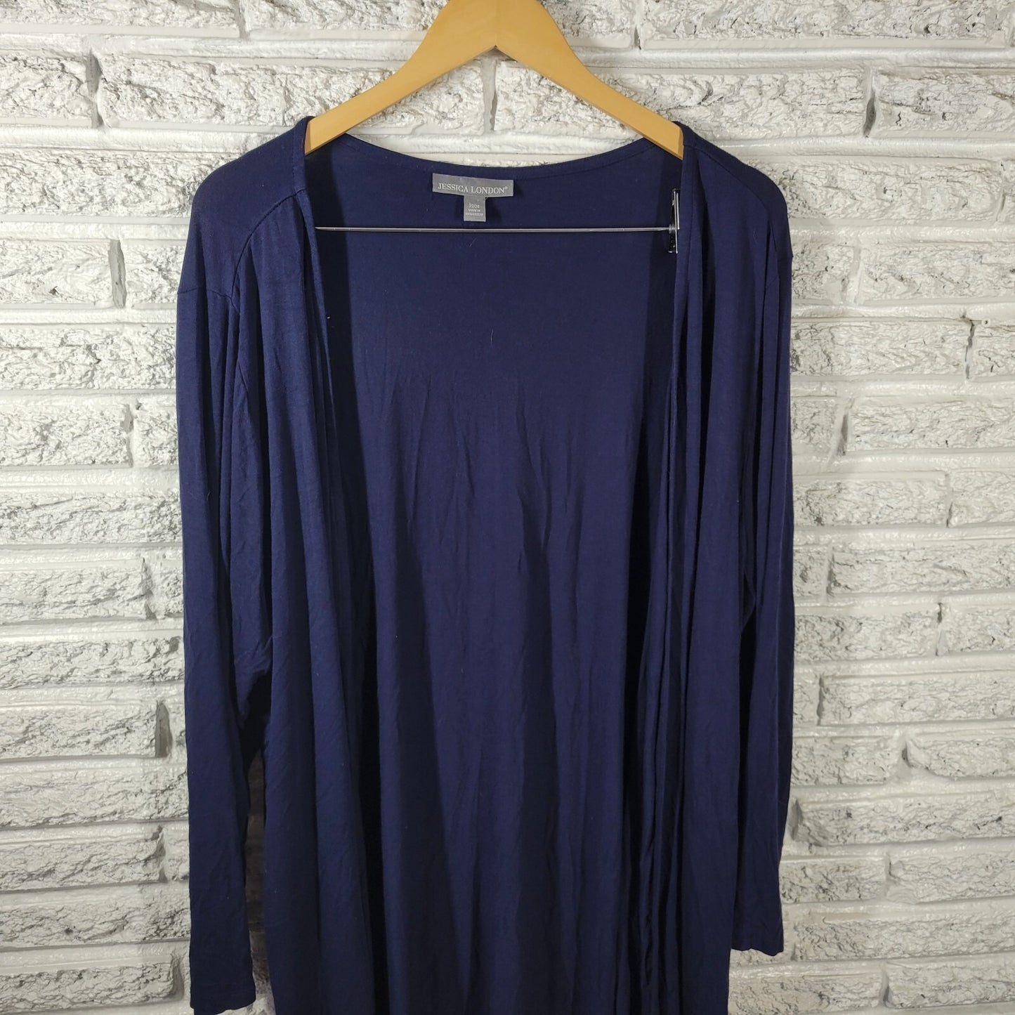 Jessica London Women Top 22 24 Plus Cardigan Open Duster Blue Lightweight Office