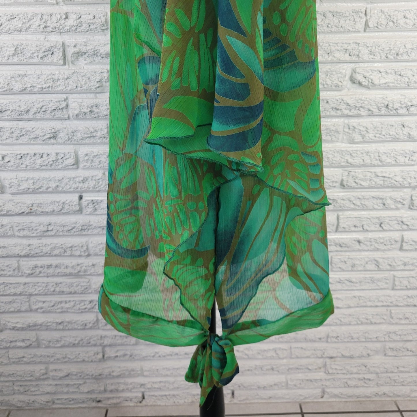Ashley Stewart Women Top 18 20 Plus Kimono Sleeve Green Floral Sheer Lightweight