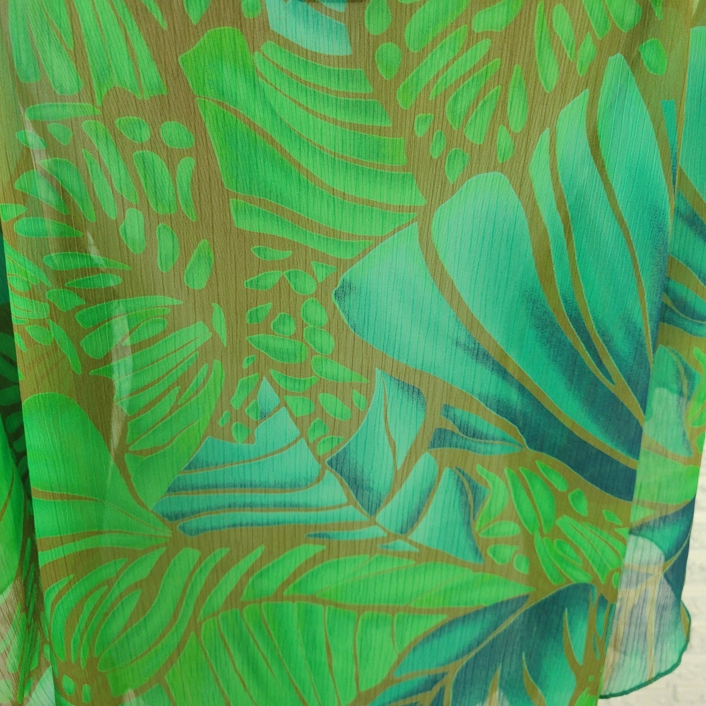 Ashley Stewart Women Top 18 20 Plus Kimono Sleeve Green Floral Sheer Lightweight