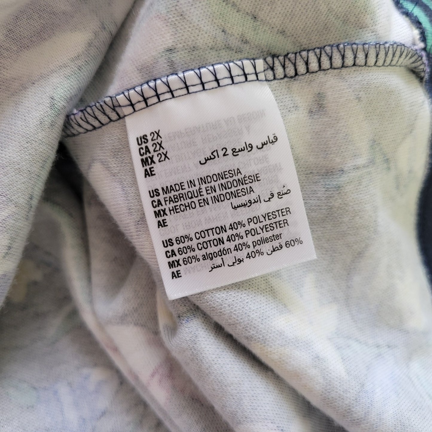 Karen Scott Women Top 2X Plus 3/4 Sleeve Blue Floral Quarter Button Comfy Casual