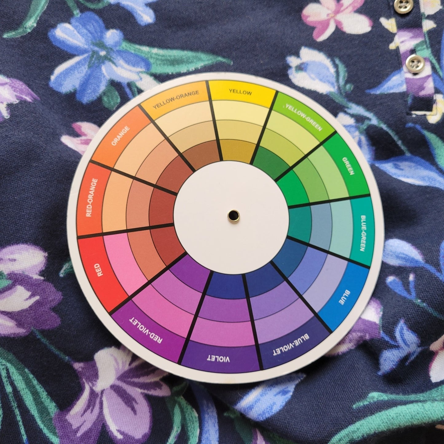 Karen Scott Women Top 2X Plus 3/4 Sleeve Blue Floral Quarter Button Comfy Casual