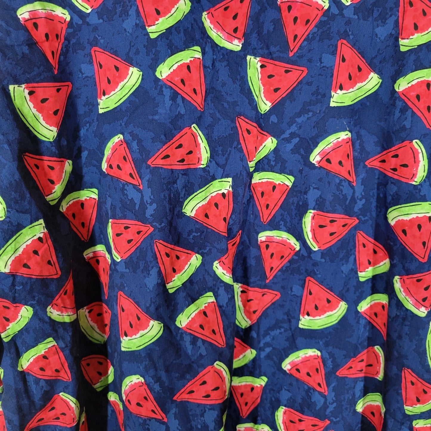 Zoe Chloe Unisex Scrub Top 2XL Plus Blue Pink Watermelons Cotton Medical Vet