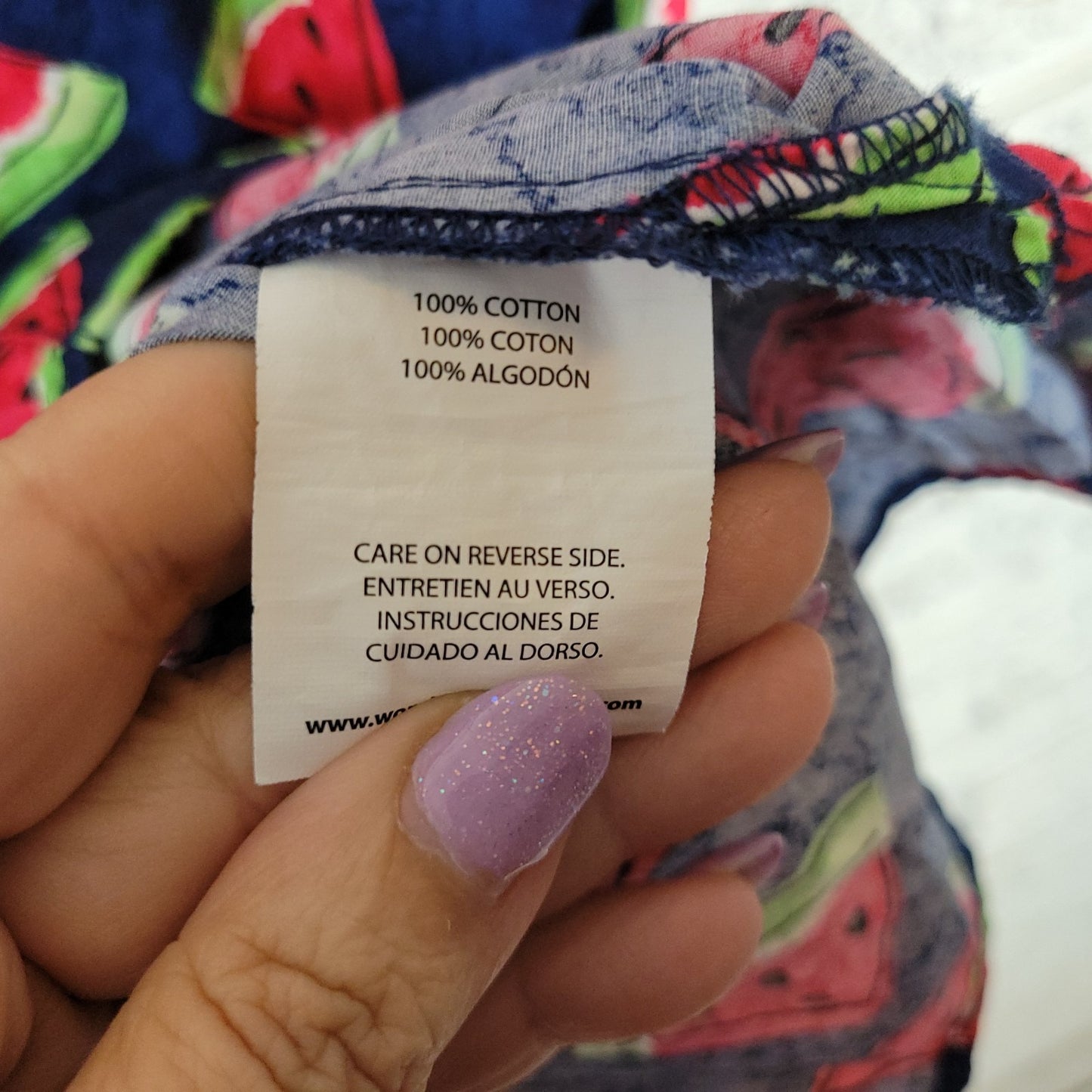 Zoe Chloe Unisex Scrub Top 2XL Plus Blue Pink Watermelons Cotton Medical Vet