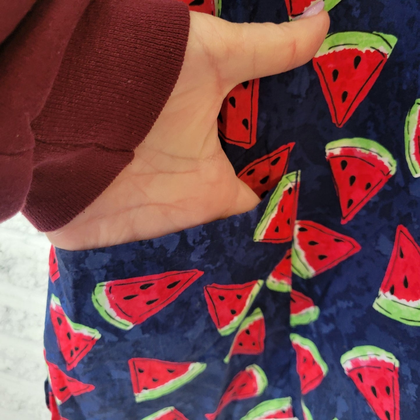 Zoe Chloe Unisex Scrub Top 2XL Plus Blue Pink Watermelons Cotton Medical Vet