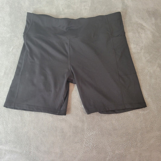 Athletic Works Womens Shorts XXL 20 Plus Pull On Black Lightweight Poly Blend