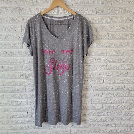 Daisy Fuentes Womens Nightgown 1X Plus Sleep Pajama Top Gray Glitter Lightweight