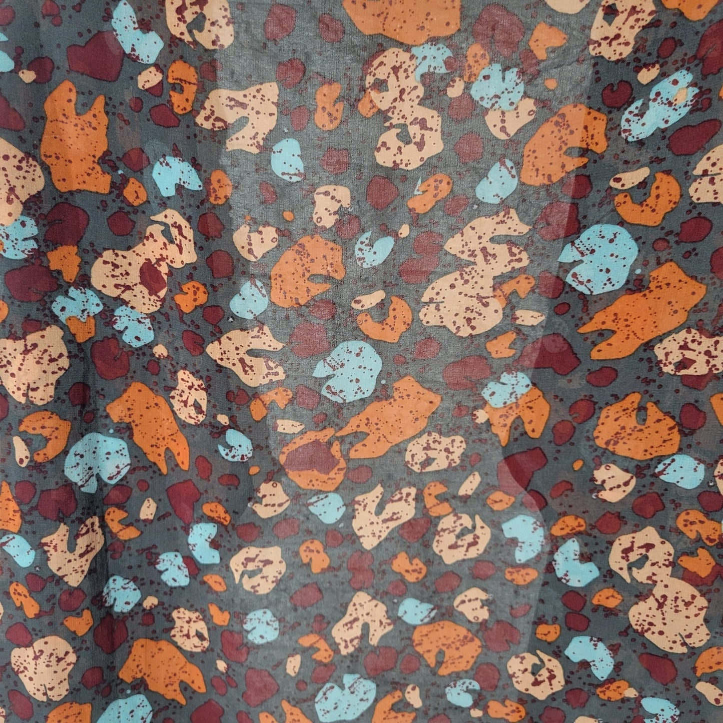 LOGO Lori Goldstein QVC Womens Top 1X Plus Overlay Orange Gray Sheer Watercolor