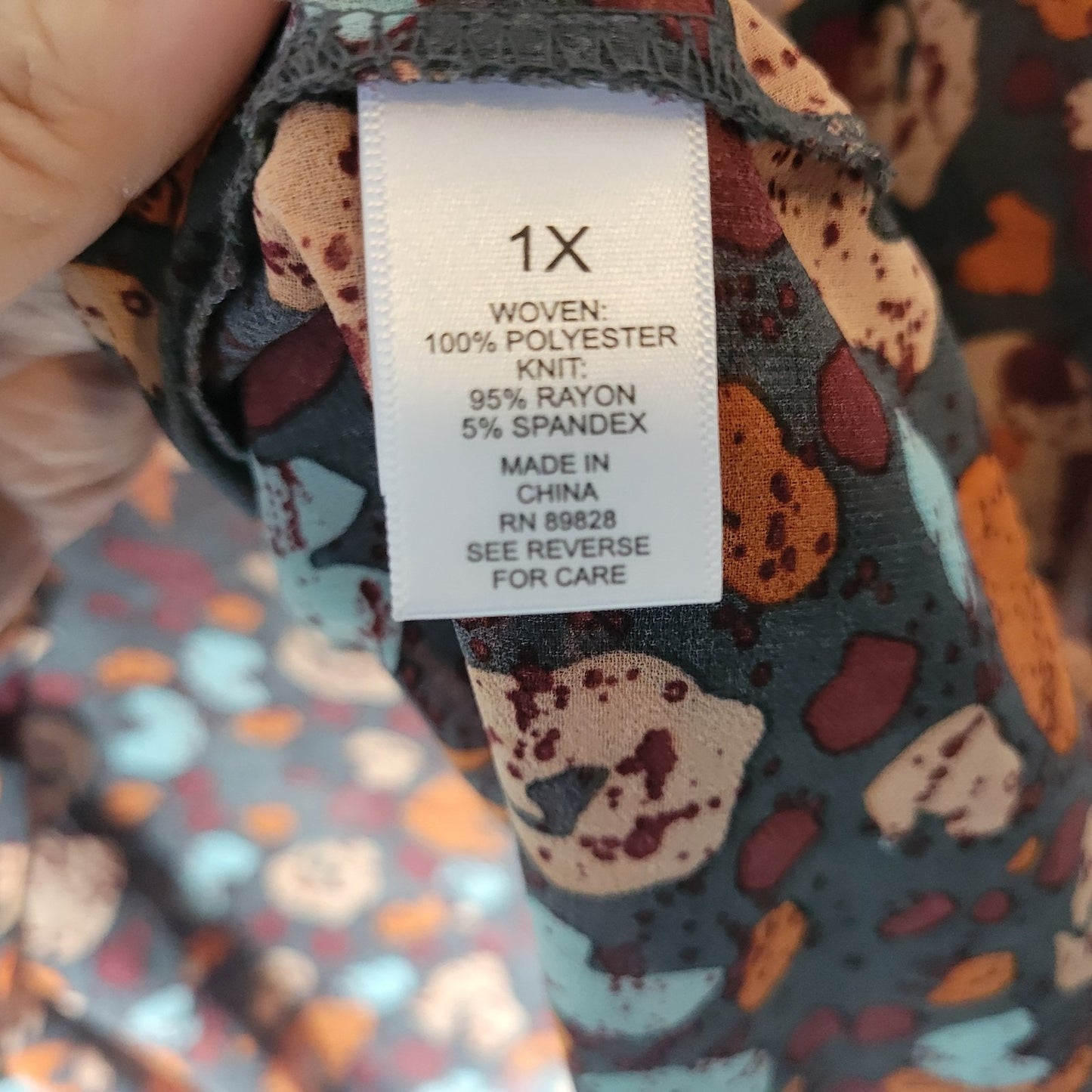 LOGO Lori Goldstein QVC Womens Top 1X Plus Overlay Orange Gray Sheer Watercolor