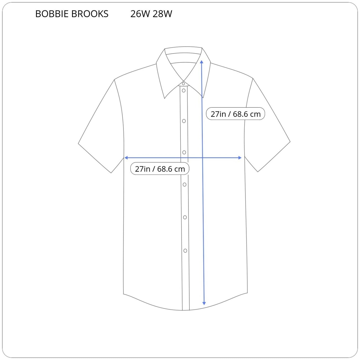 Bobbie Brooks Women Shirt 26W 28W Plus Short Sleeve Blue Patchwork Chambray