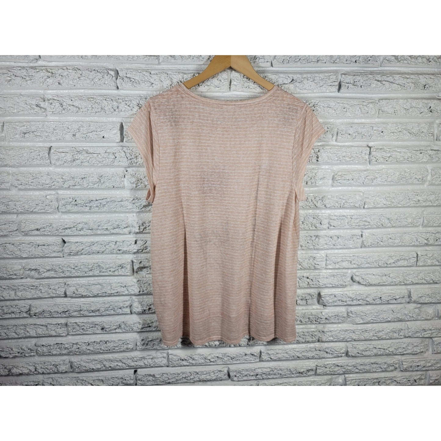 Disney I Love Mickey Women Top Extra Large XL Tee Knit Cap Sleeve Stripe Sheer