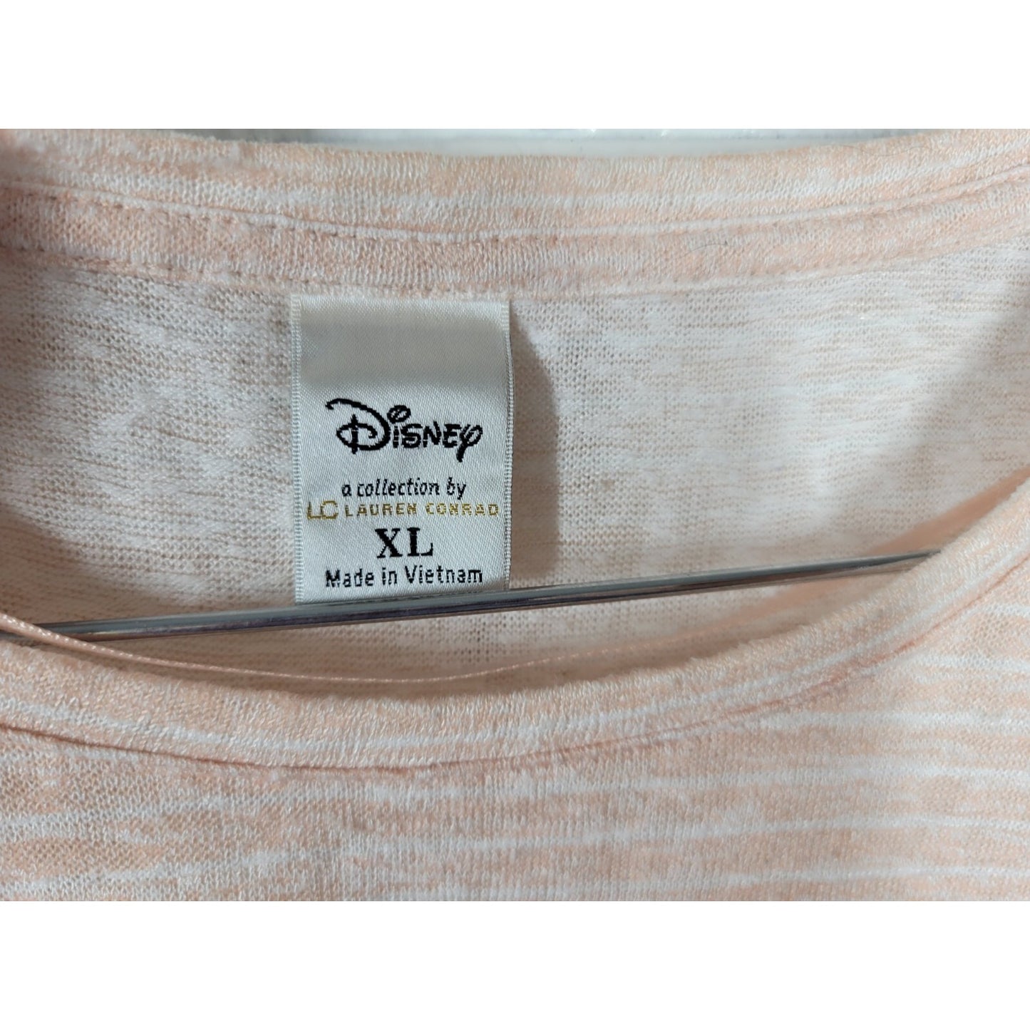 Disney I Love Mickey Women Top Extra Large XL Tee Knit Cap Sleeve Stripe Sheer