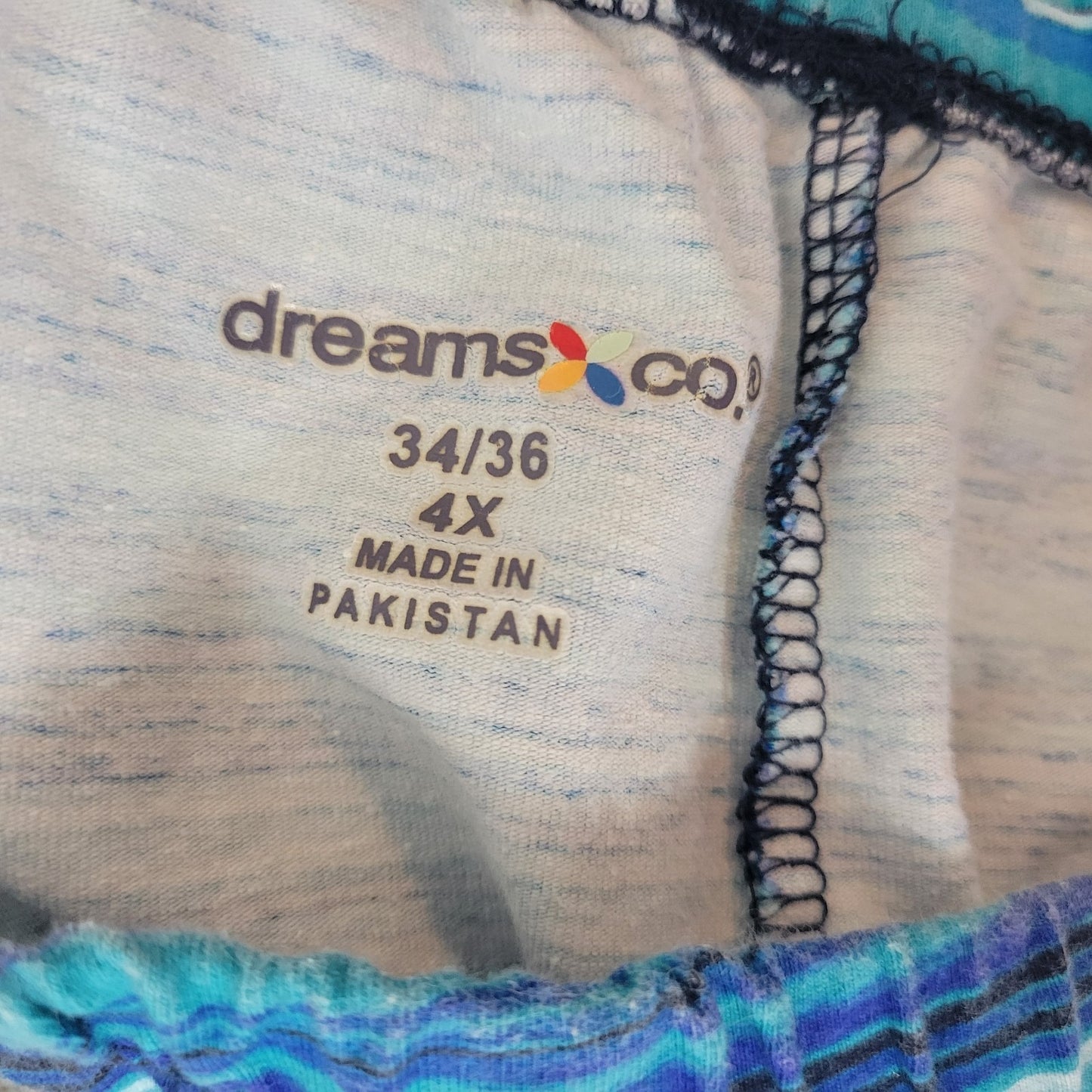 Dreams Co Womens Pants 4X 34 36 Plus Jogger Blue Stripe Lounge Comfy Pull On