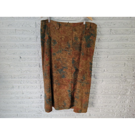 CJ Banks Womens Skirt 22W Plus Pencil Straight Brown Geometric Poly Blend
