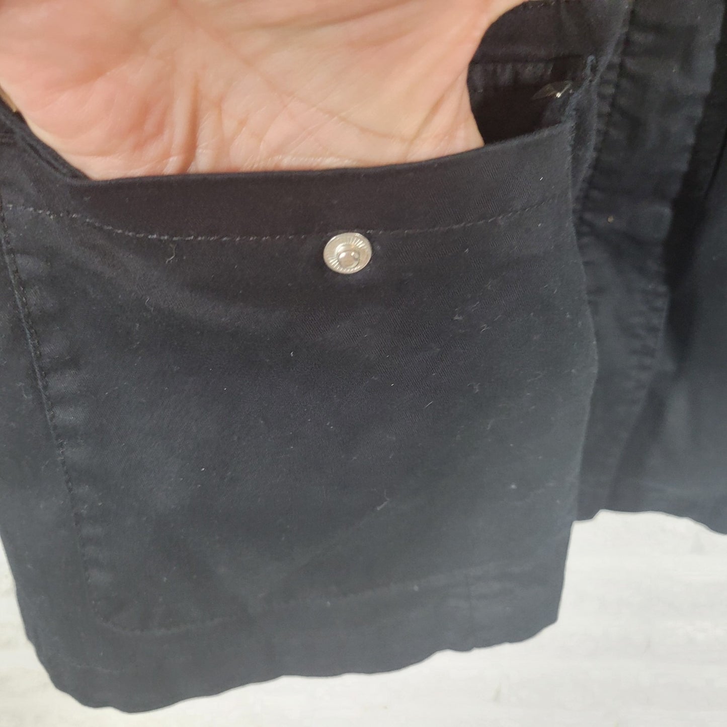 Lane Bryant Womens Plus 26 28 Black Jacket Studded Cotton Stretch Zipper Snaps