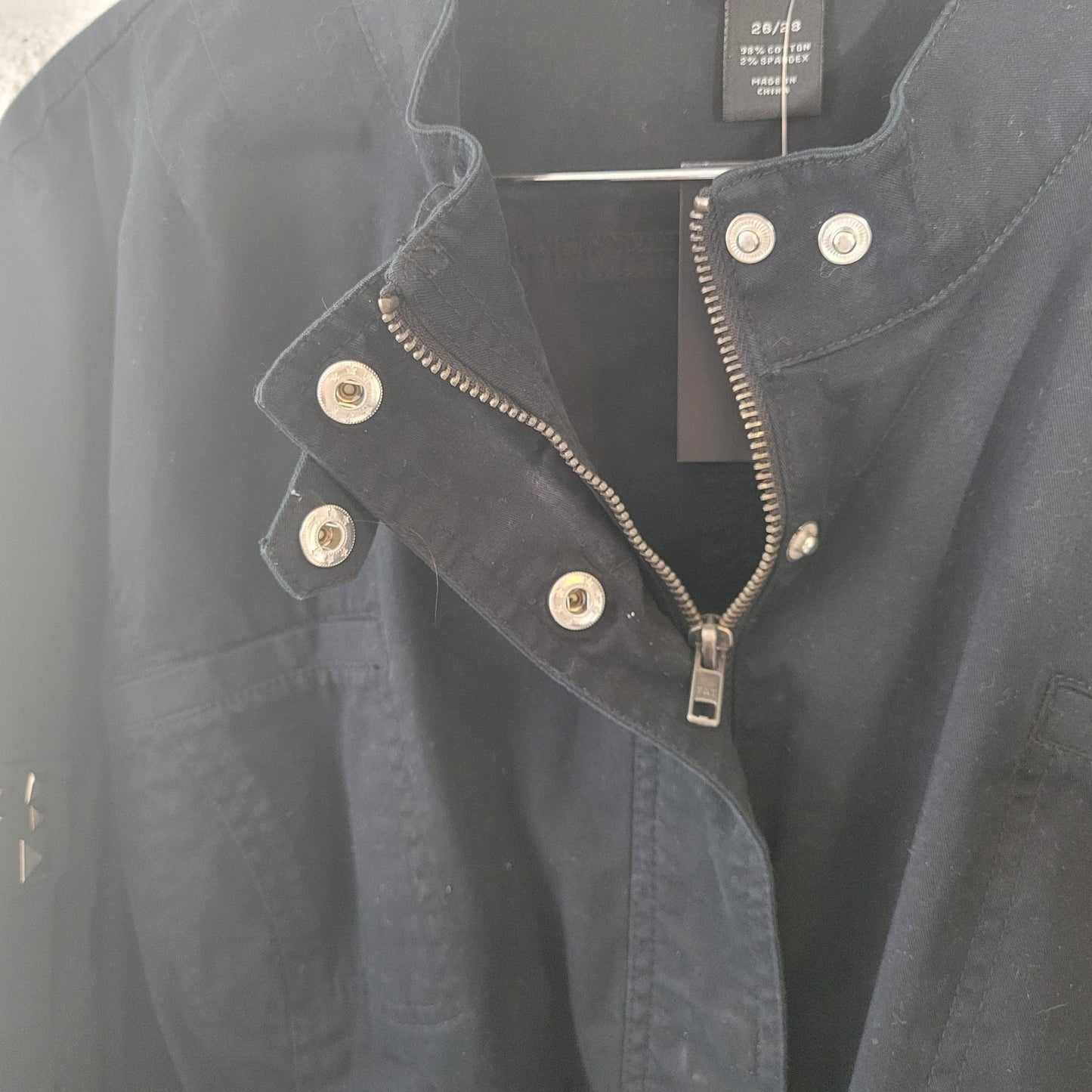 Lane Bryant Womens Plus 26 28 Black Jacket Studded Cotton Stretch Zipper Snaps