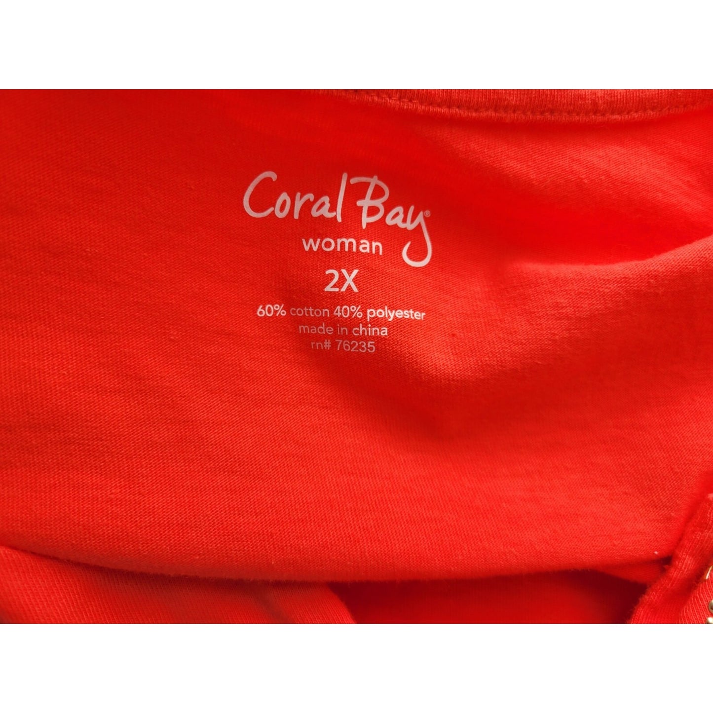 Coral Bay Womens Top 2X Plus Tee Short Sleeve Pink Studded Notch Neck Comfy