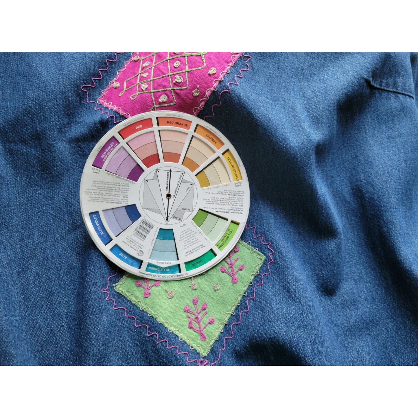 Country Wear Womens Dress 2X Plus Sleeveless Denim Blue Patchwork Embroider