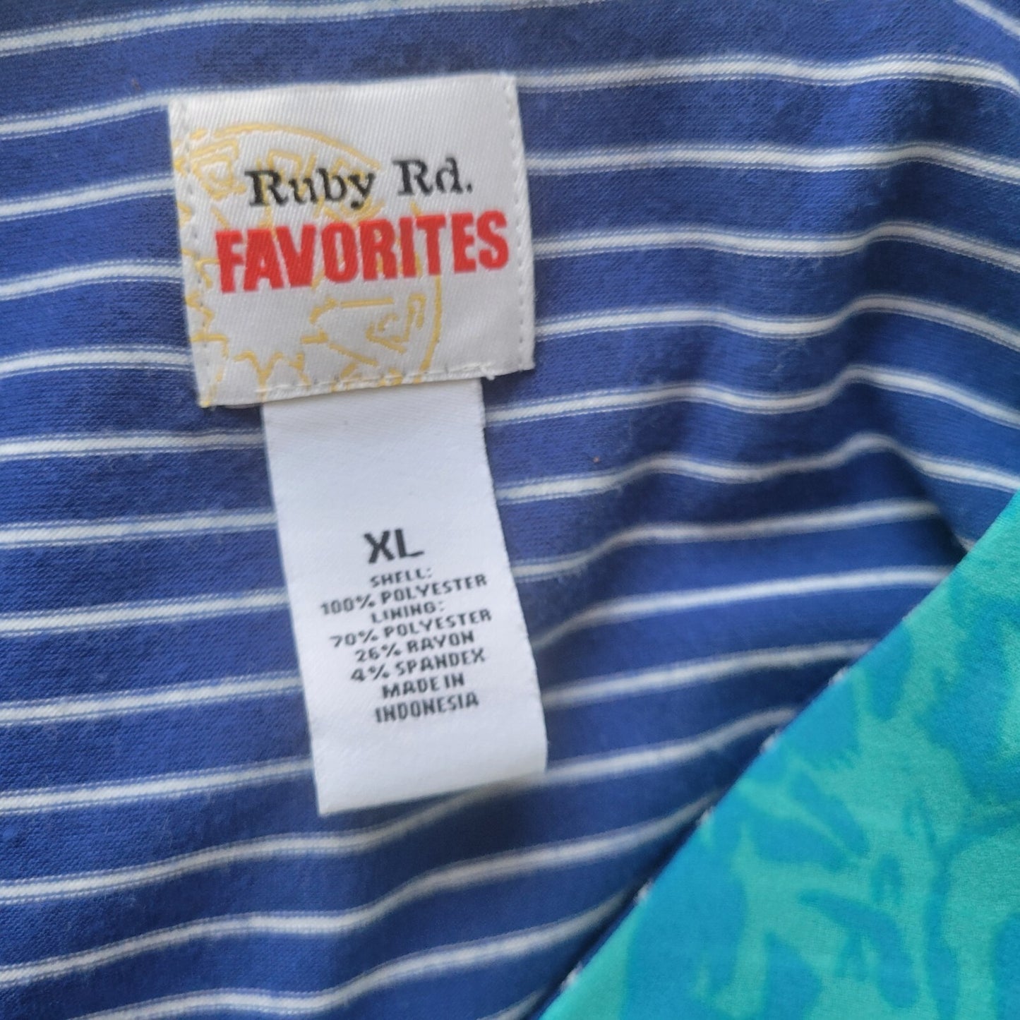 Ruby Rd Women Top XL Kimono Sleeve with Tank Blue Floral Lined Comfy Lightweight