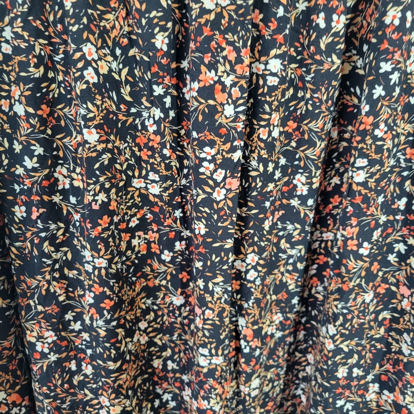 Old Navy 3X A-Line Skirt Black Pink Floral Midi Plus Size Pull-On FLO320E