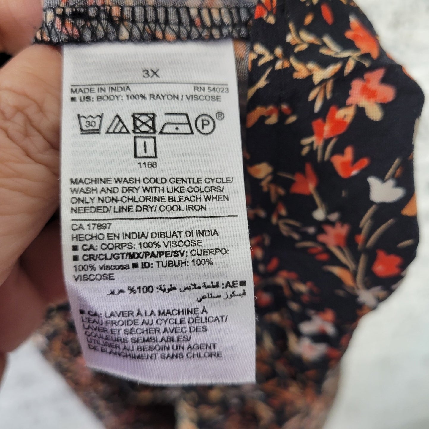 Old Navy 3X A-Line Skirt Black Pink Floral Midi Plus Size Pull-On FLO320E