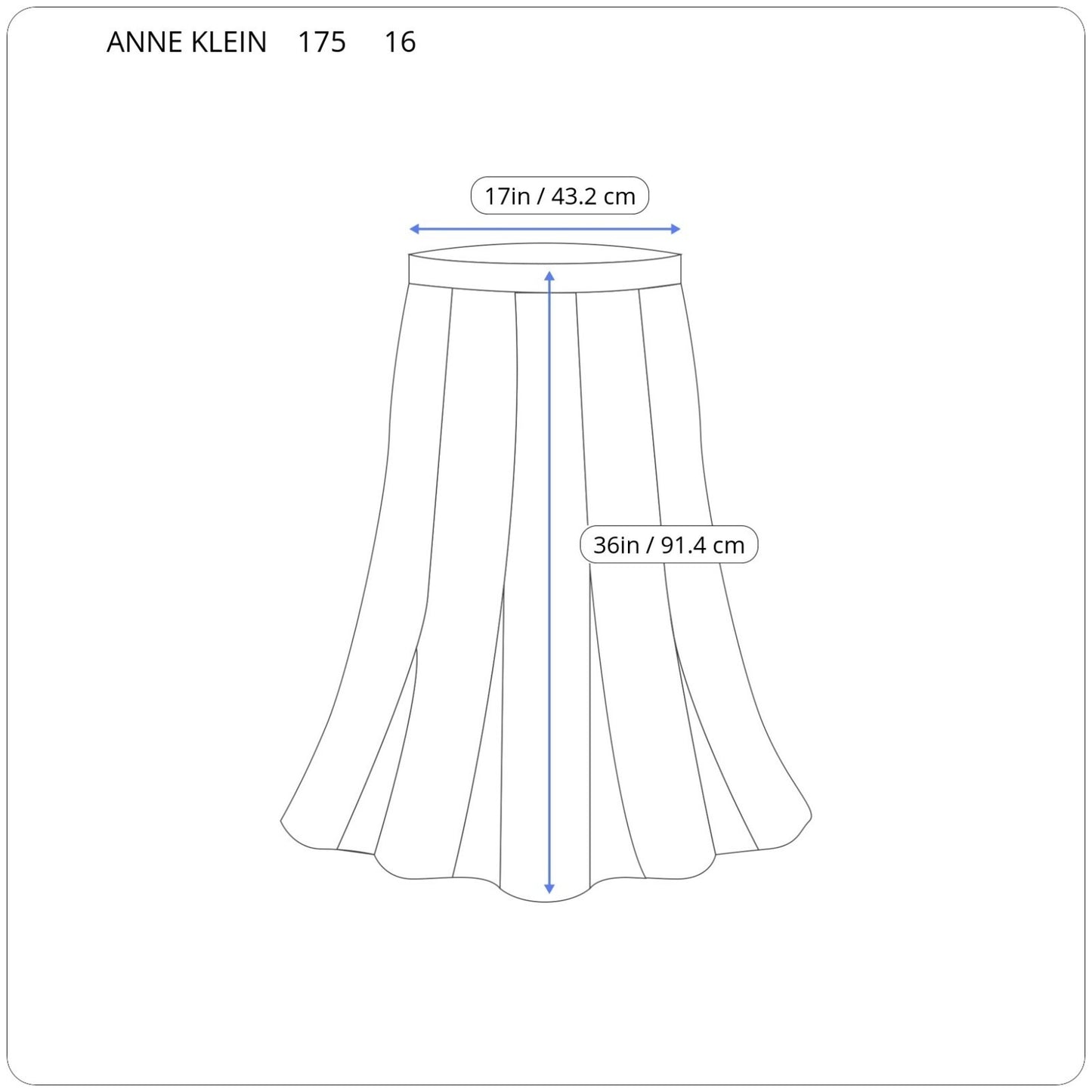 Anne Klein Women Skirt 16 ALine Midi Silk Blue Pink Floral Watercolor Lined Zip