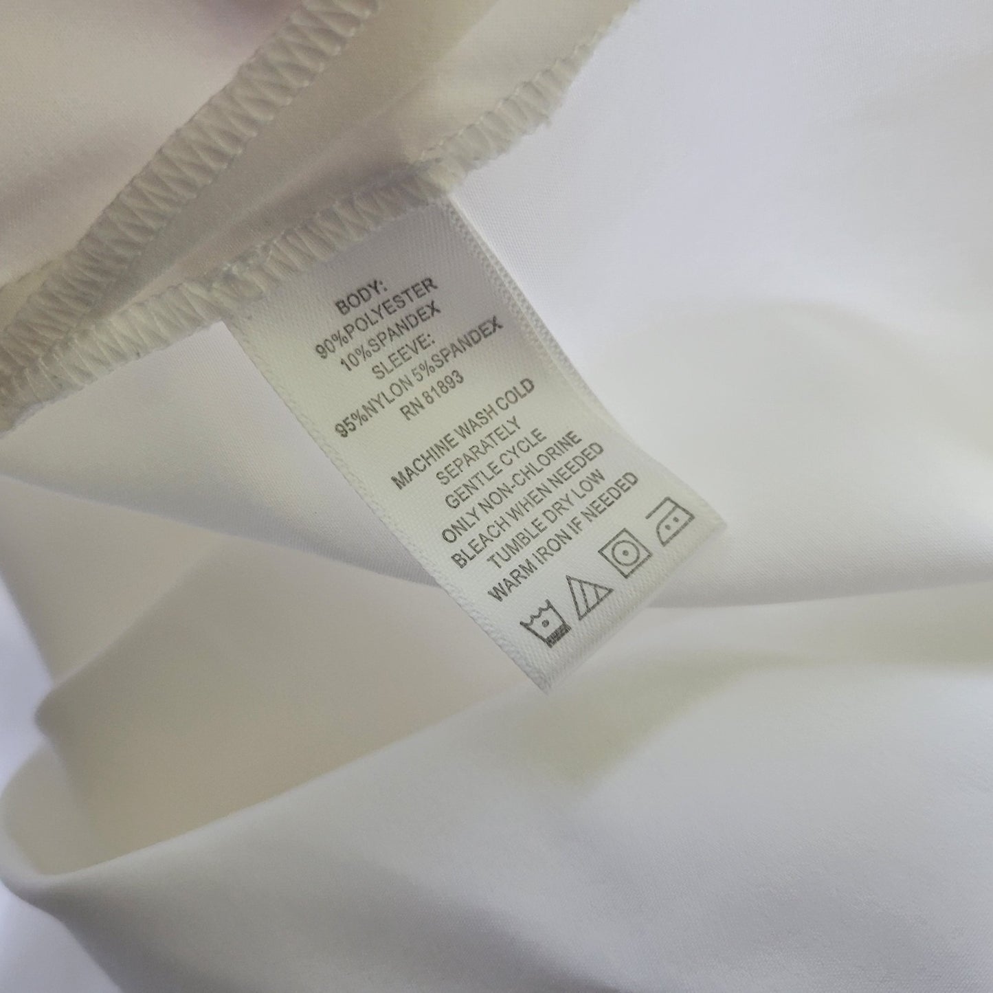 Denim Co Womens Top 2X Plus 3/4 Eyelet Embroidered Sleeve White Button Up Office