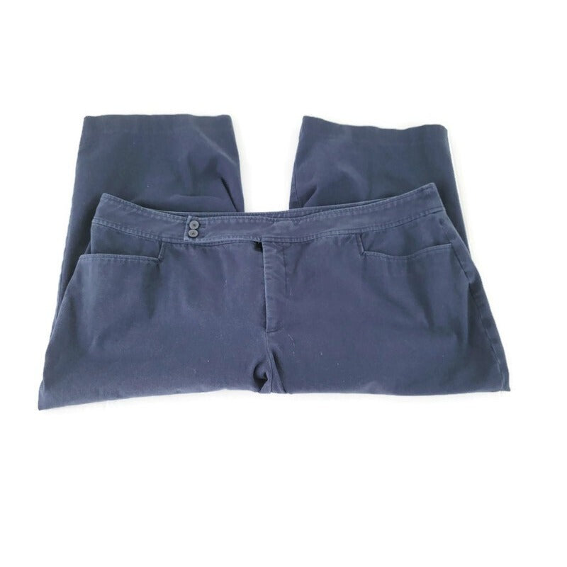 Chaps Womens Pants 22W Plus Capri Solid Blue Zip Slash Pocket Casual Stretchy