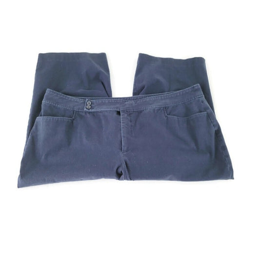 Chaps Womens Pants 22W Plus Capri Solid Blue Zip Slash Pocket Casual Stretchy