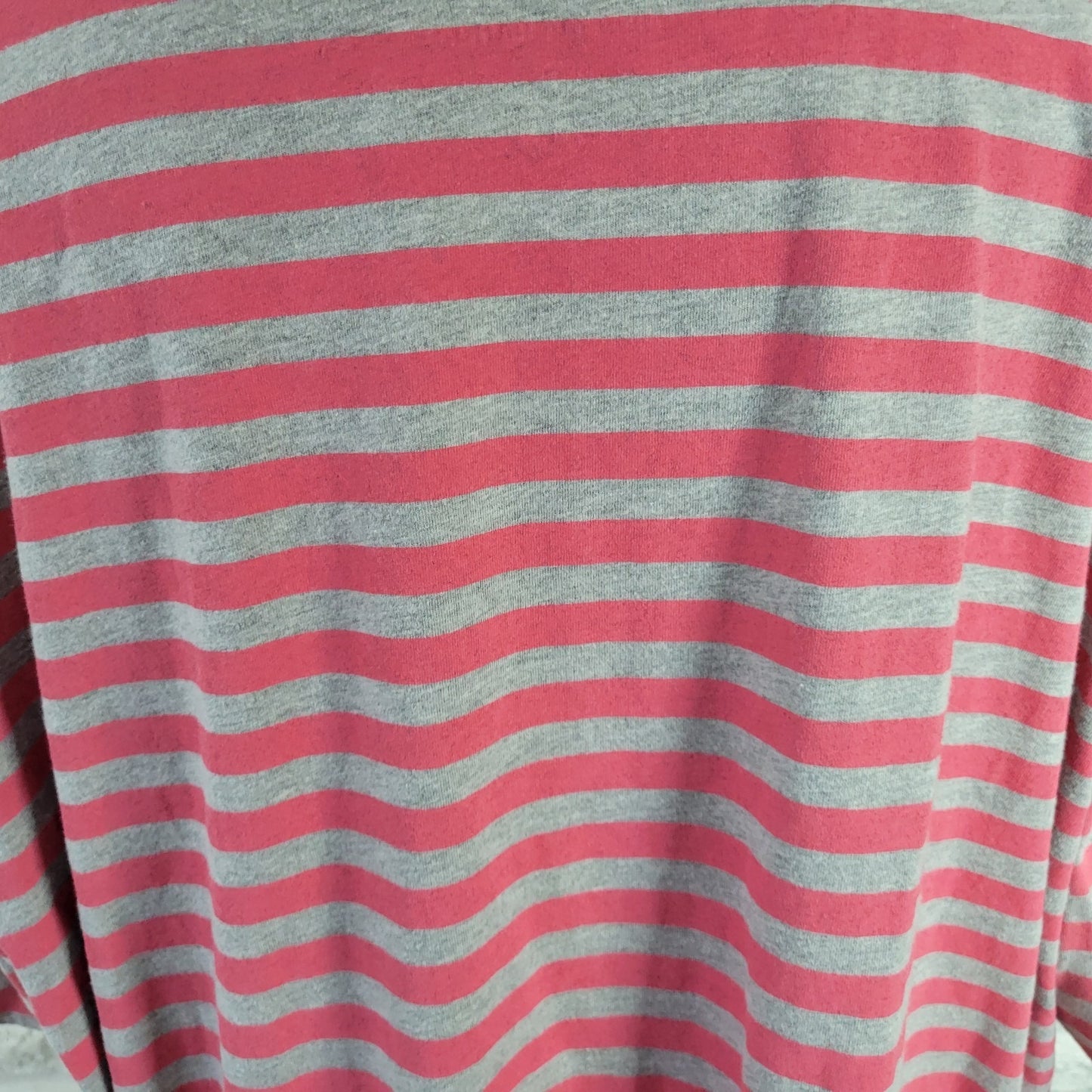 Woman Within Plus Size 2X Pink Gray Striped T-Shirt Short Sleeve Cotton Blend