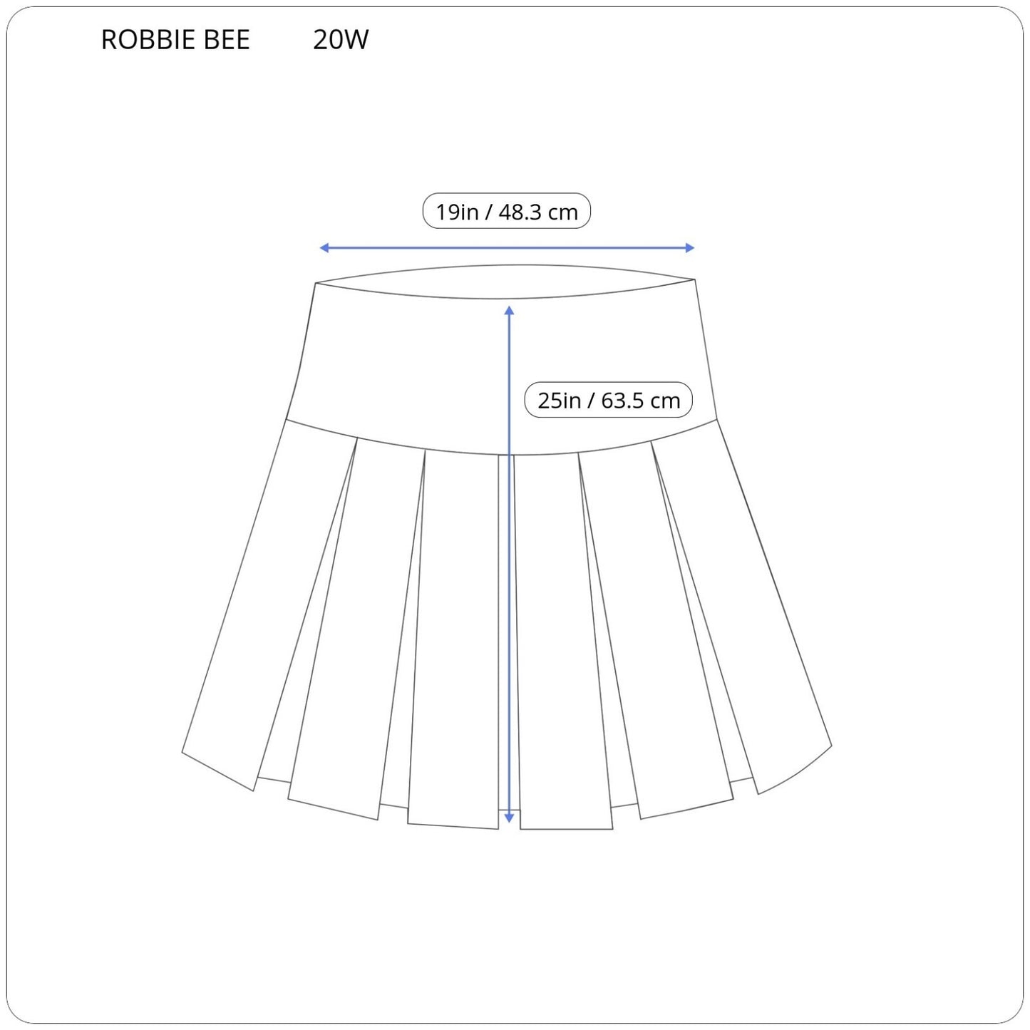 Robbie Bee Signature Womens Skirt 20W Plus ALine Cotton Side Zip Blue Floral