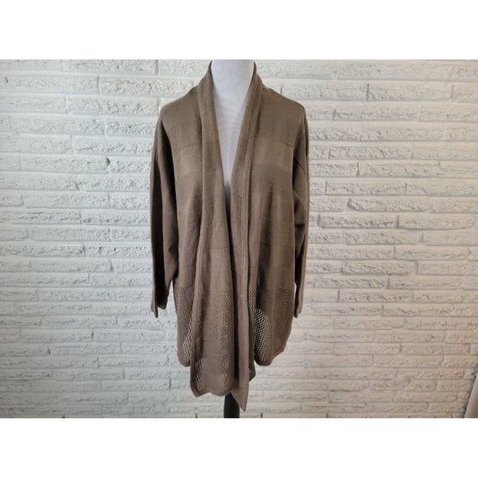 Design History Womens Sweater 3X Plus Cardigan Open Gray Acrylic Office New
