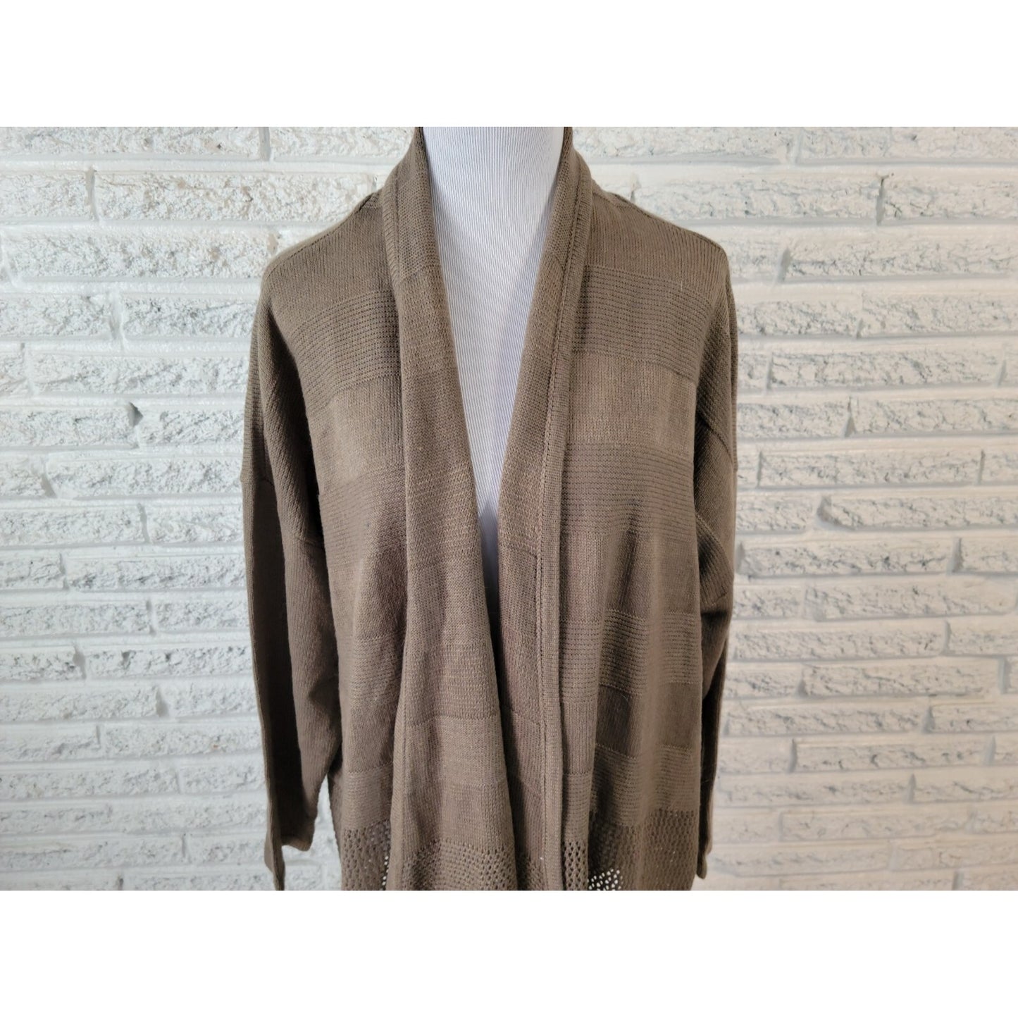 Design History Womens Sweater 3X Plus Cardigan Open Gray Acrylic Office New