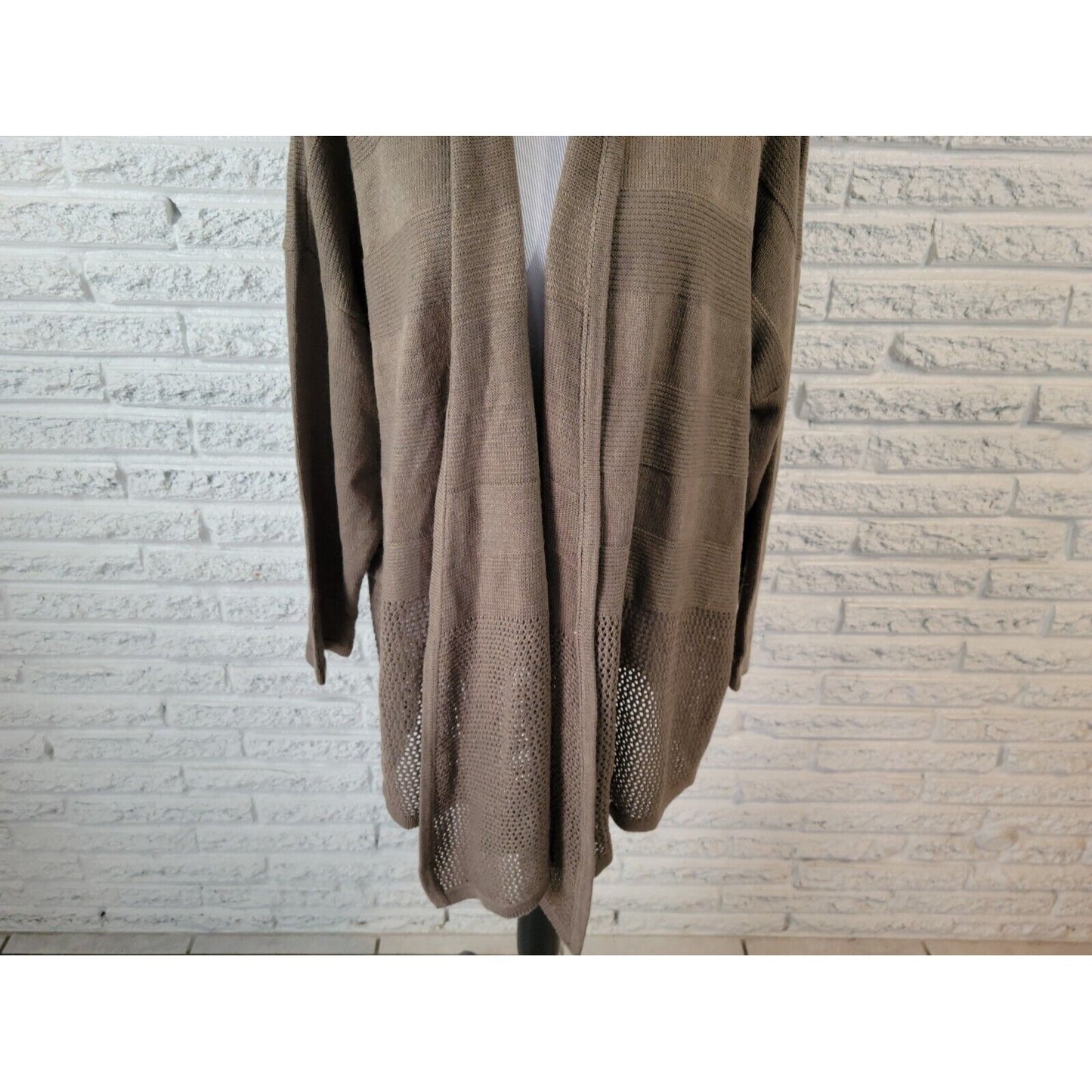 Design History Womens Sweater 3X Plus Cardigan Open Gray Acrylic Office New