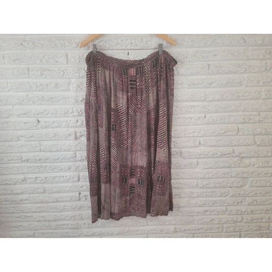 Vintage Carole Little Women Skirt 24 ALine Short Pull On Purple Geometric Rayon