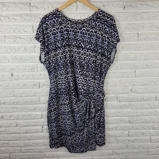 Nicole Miller Womens Dress XXL Plus Sleeveless Black Geometric Poly Blend Casual