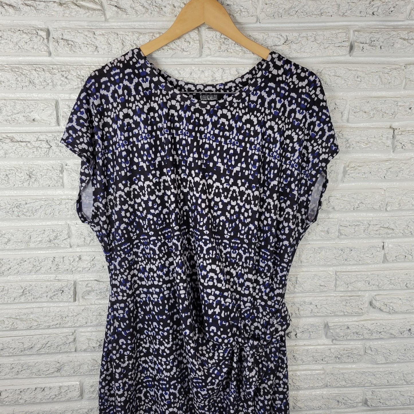 Nicole Miller Womens Dress XXL Plus Sleeveless Black Geometric Poly Blend Casual