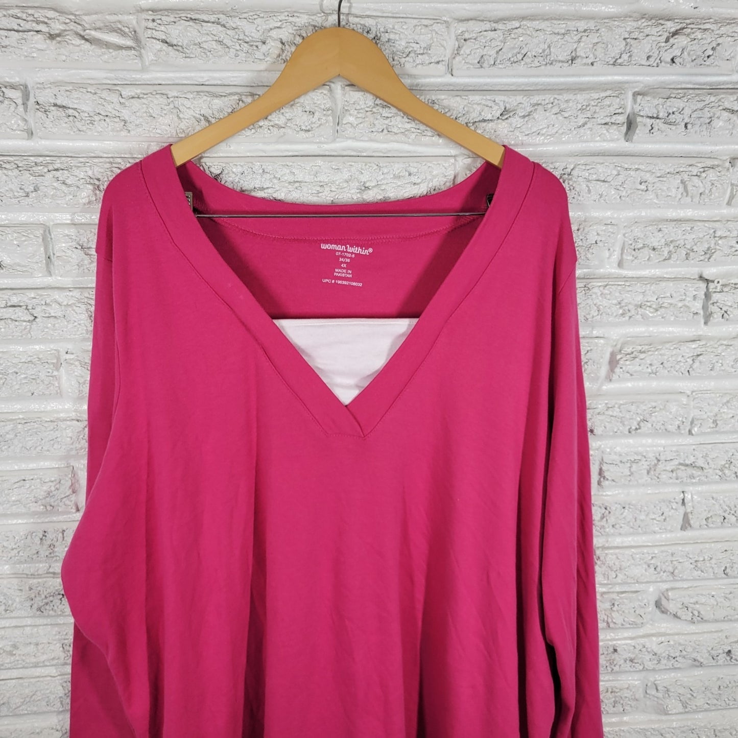 Women Within Womens Top 4X Plus Tunic Long Sleeve Pink Square Neck Casual Comfy